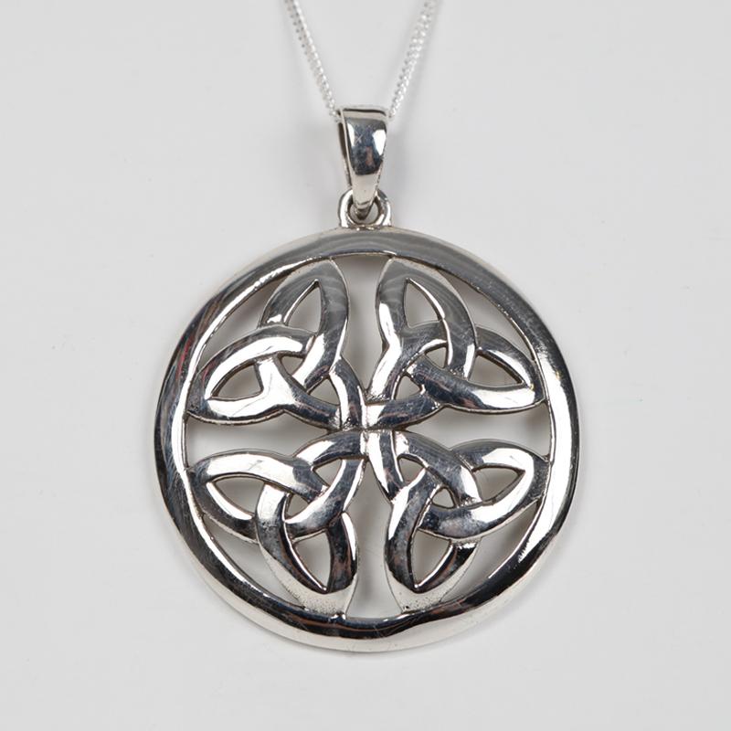 Sterling Silver Trinity Shield Necklace..