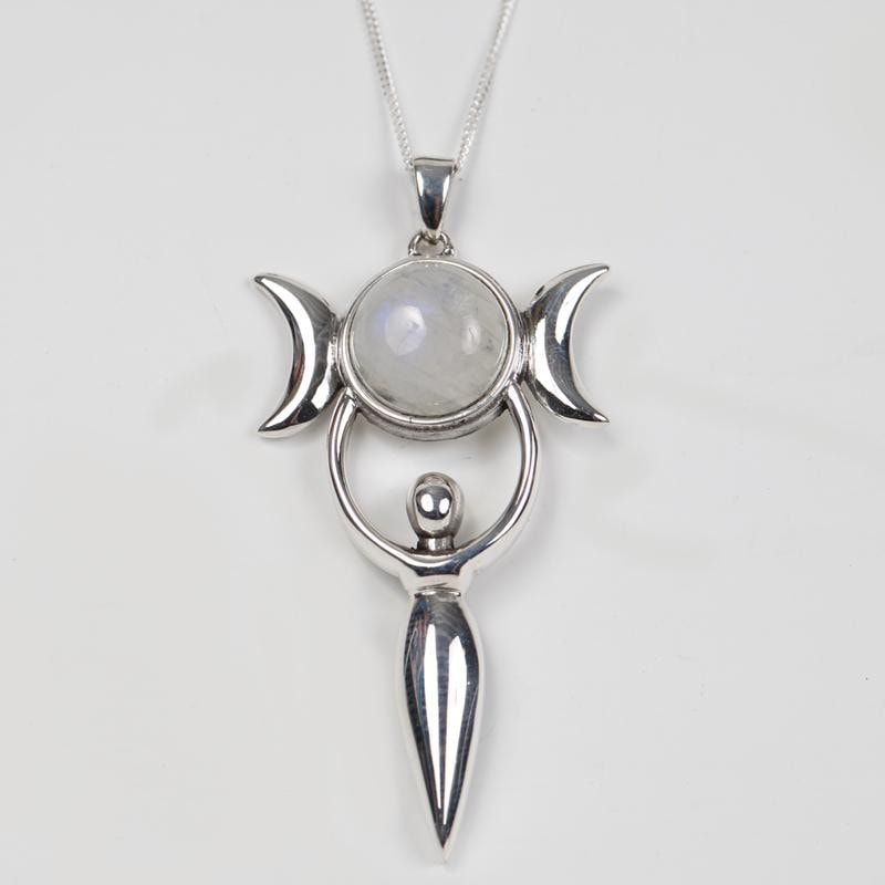 Moonstone Goddess with Triple Moon Pendant