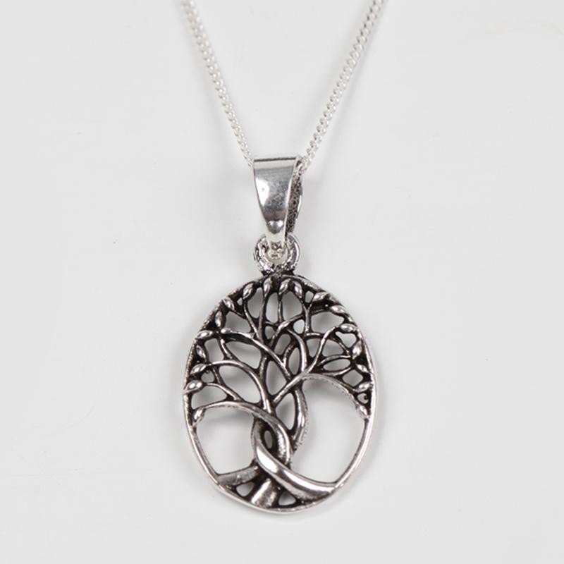 Silver Oval Tree Of Life Pendant