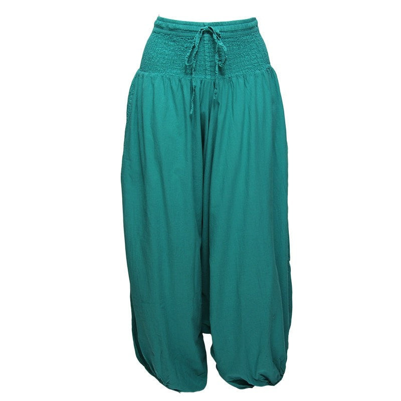 very low drop crotch baggy harem pants in teal