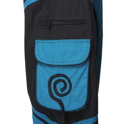 Harem Trousers Drop Crotch Spiral pattern pocket - Turquoise, close up of spiral pocket