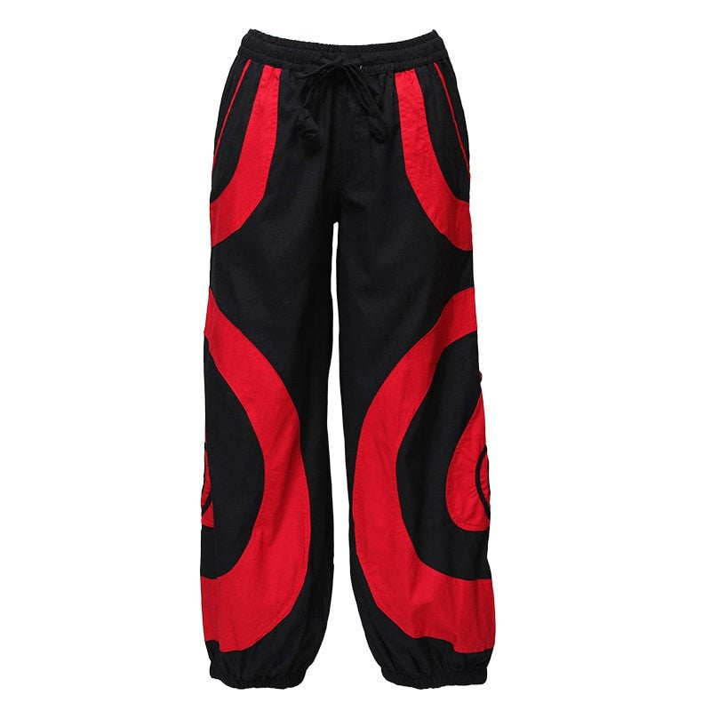 Spiral Harem Trousers Pants High Crotch - Red, Front View
