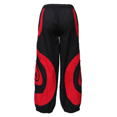 Spiral Harem Trousers Pants High Crotch - Red. Back view