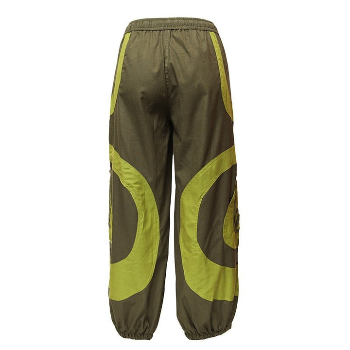 Spiral Harem Trousers Pants High Crotch - Green, Back view