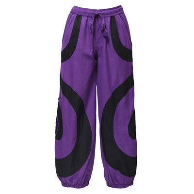 Spiral Harem Trousers Pants High Crotch - Purple, Front view
