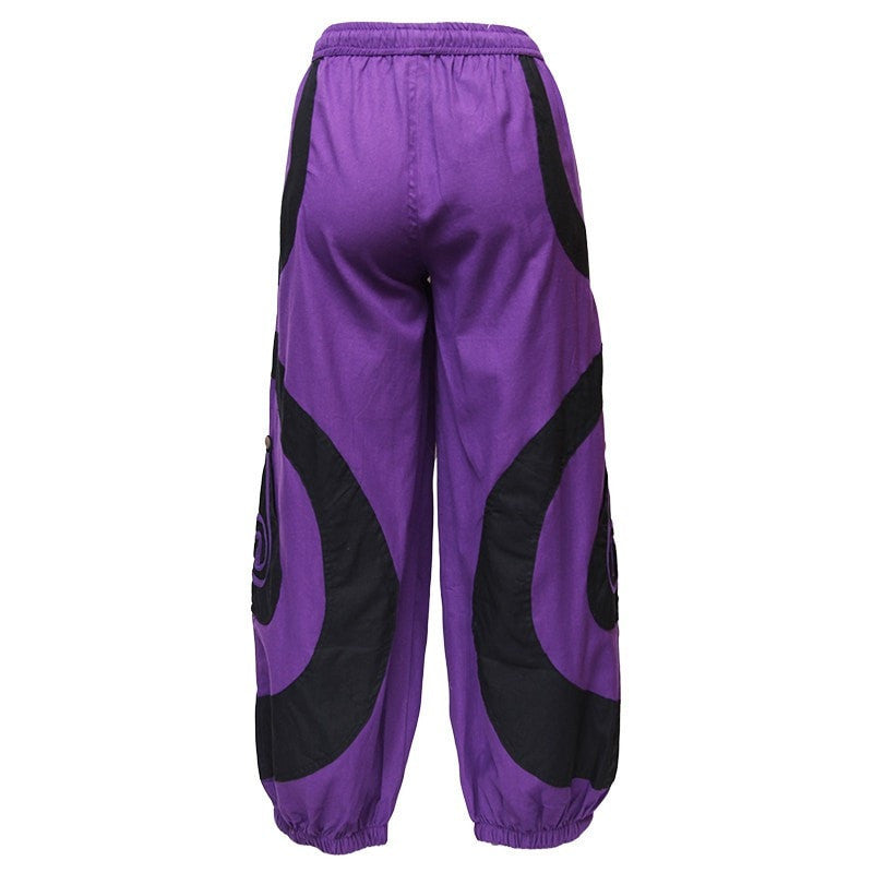 Spiral Harem Trousers Pants High Crotch - Purple, Back view