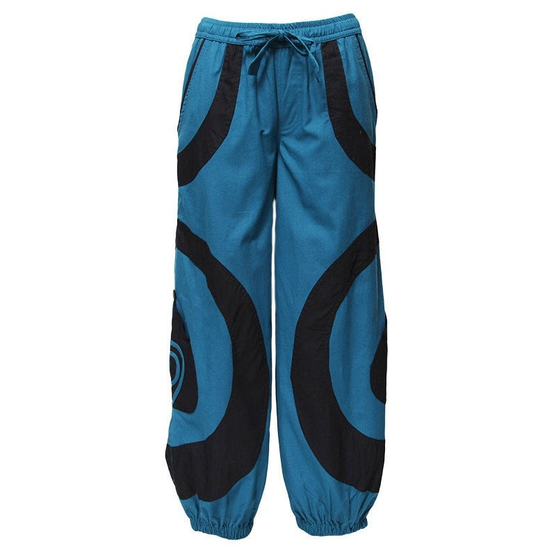 Spiral Harem Trousers Pants High Crotch - Blue, Front view