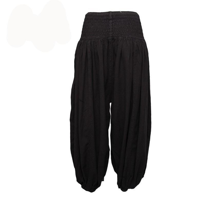 Black Premium Cotton Harem Pants - High Crotch