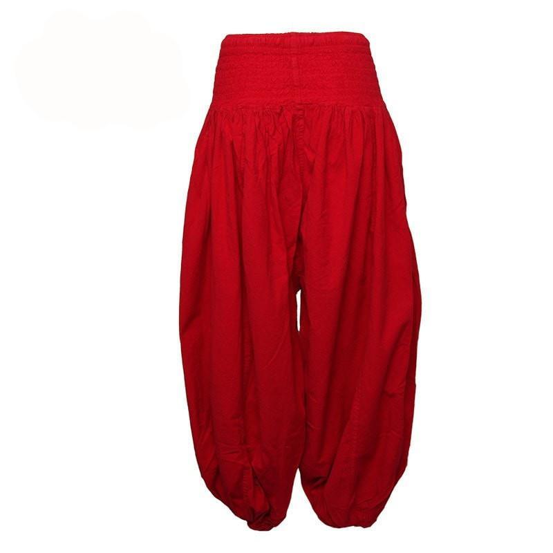 Red Premium Cotton Harem Pants - High Crotch