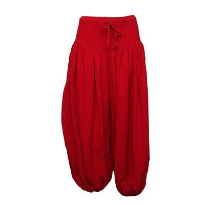 Red Premium Cotton Harem Pants - High Crotch