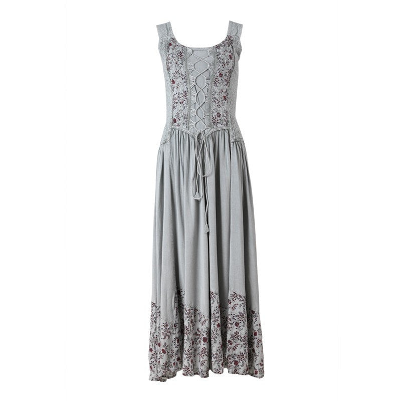 Lace Up Bodice Gypsy Maxi Dress