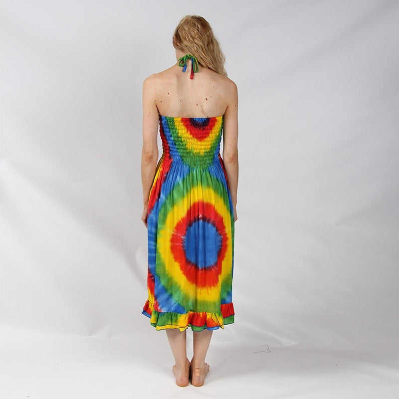 Rainbow Halterneck Bandeau Dress The Hippy Clothing Co