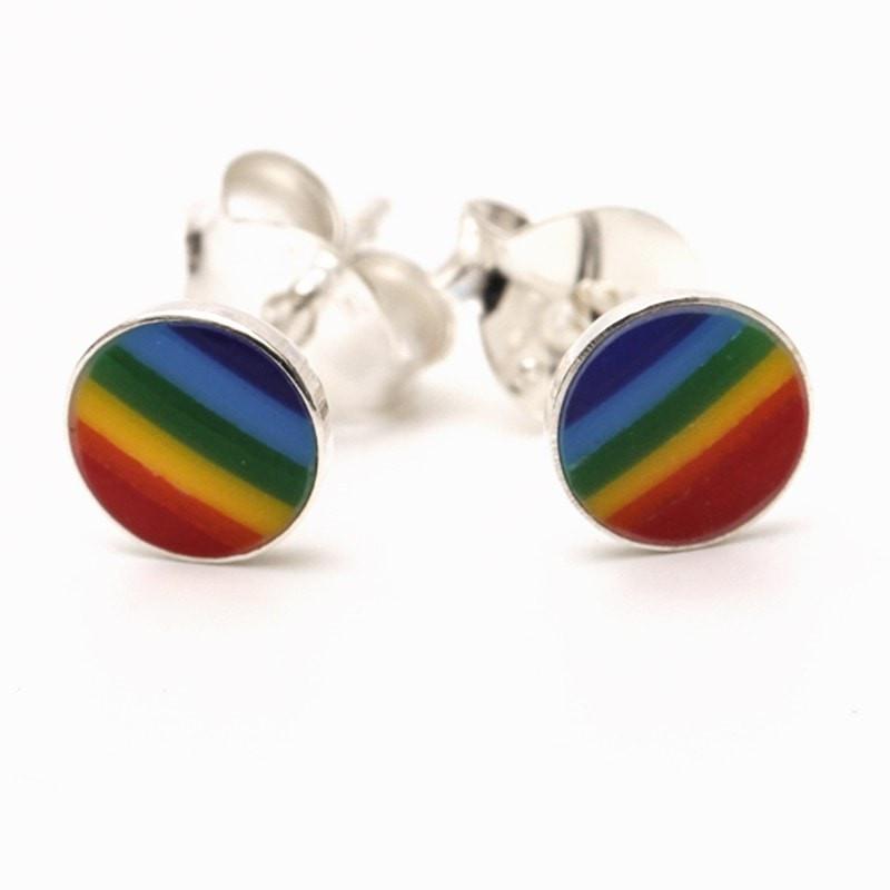Rainbow Silver Ear Studs