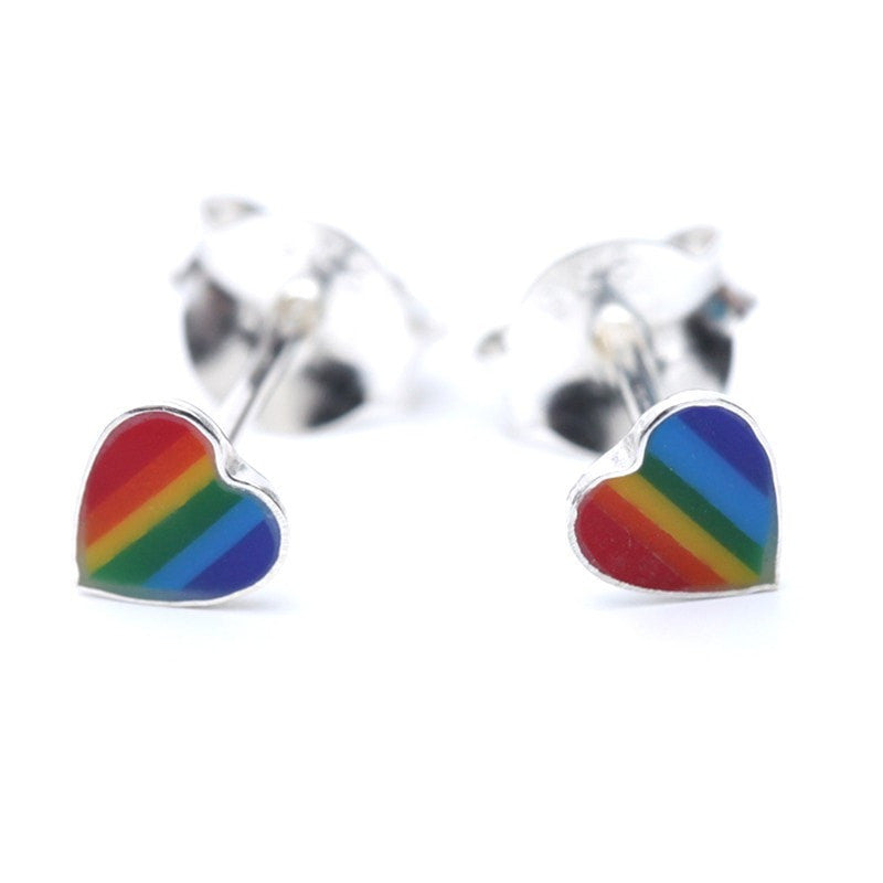 Rainbow Heart Ear Studs