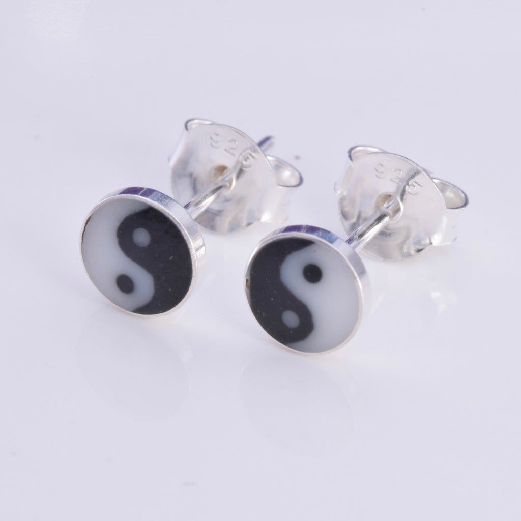 Silver Yin Yang Stud Earrings