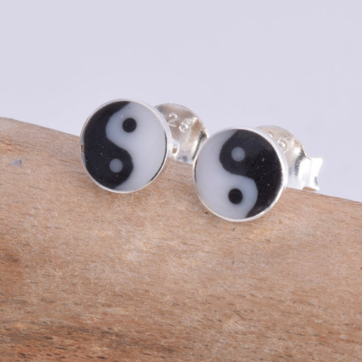 Silver Yin Yang Stud Earrings