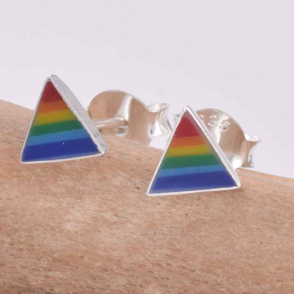 Rainbow Triangle 925 Ear Studs