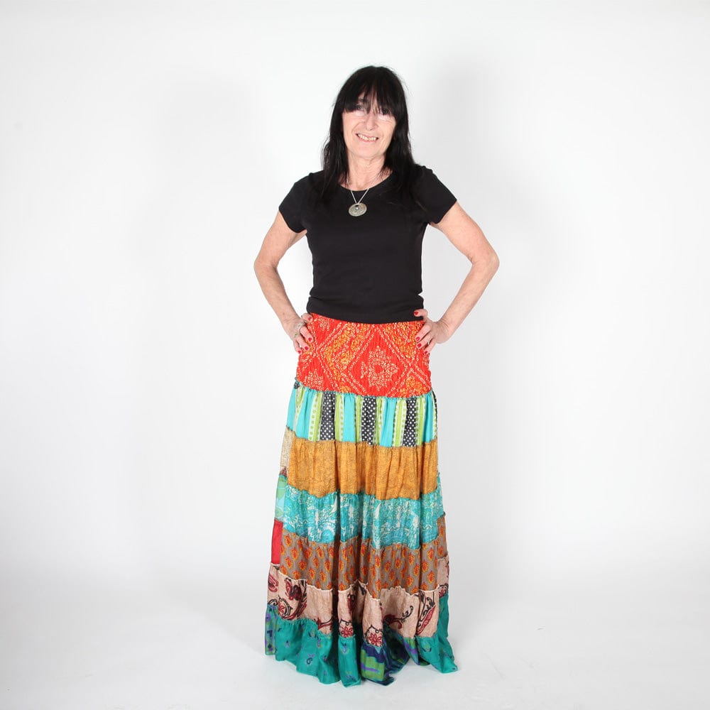 Recycled Sari Tiered Skirt