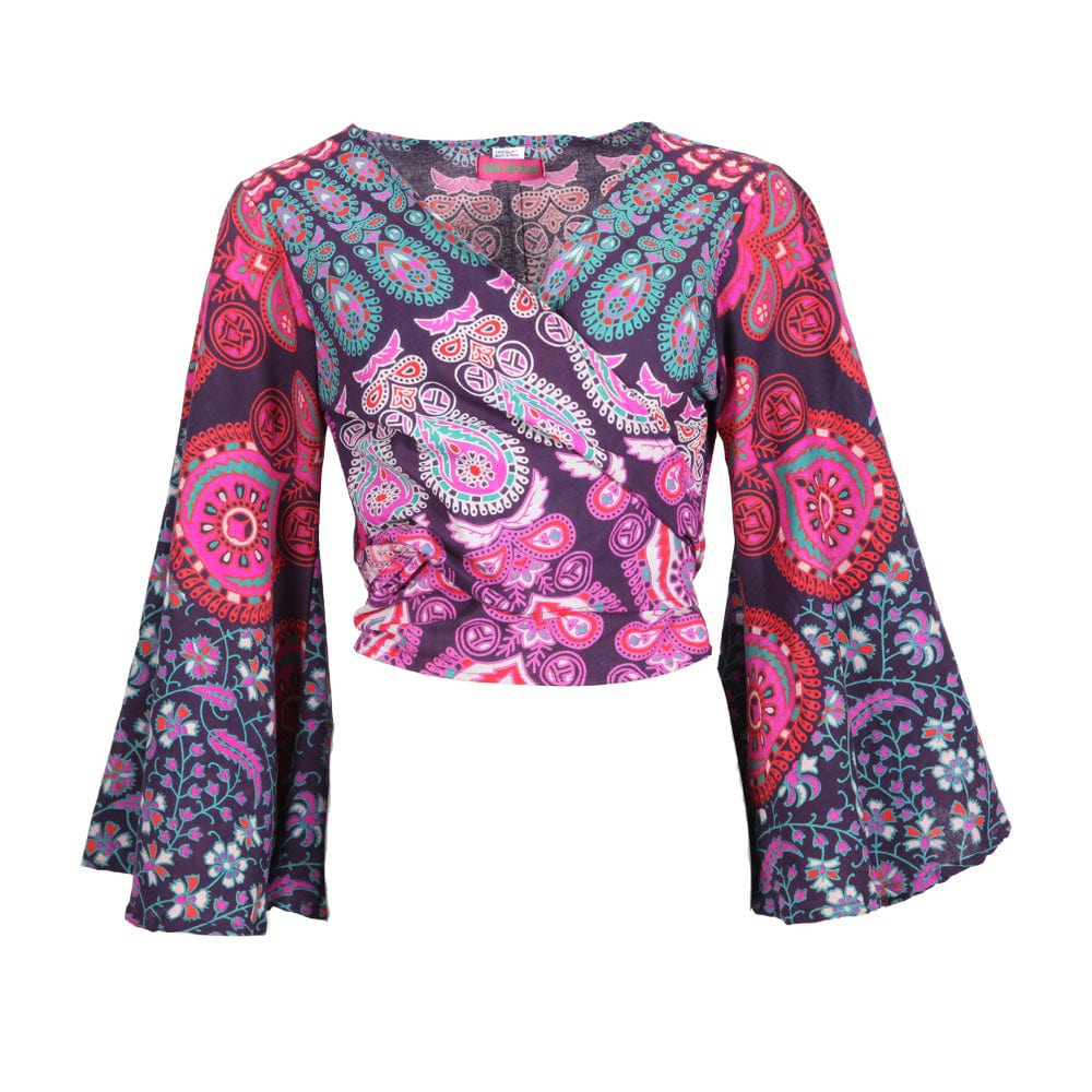 Bell Sleeve Peacock Tie Top