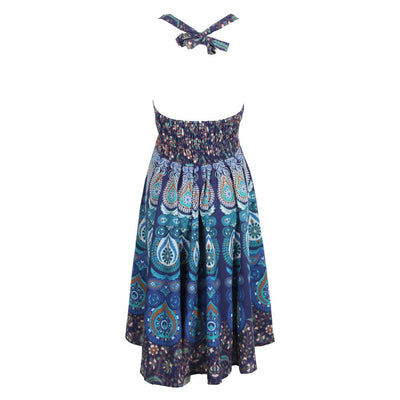 Peacock Halter Neck Cotton Dress