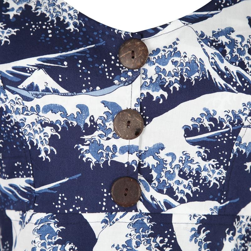 Ocean Wave Print Dress