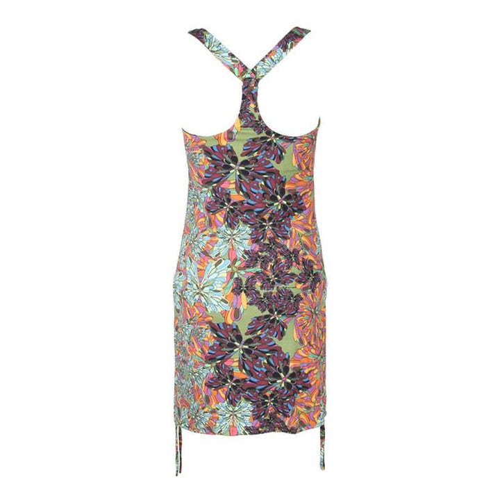 Retro Flower Print Lycra Dress