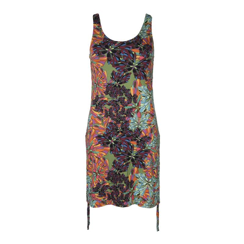 Retro Flower Print Lycra Dress