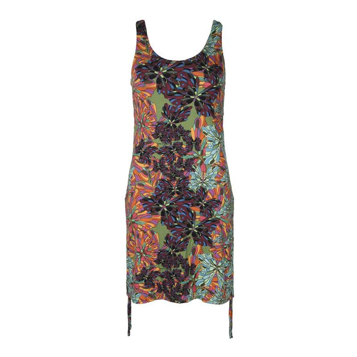 Retro Flower Print Lycra Dress