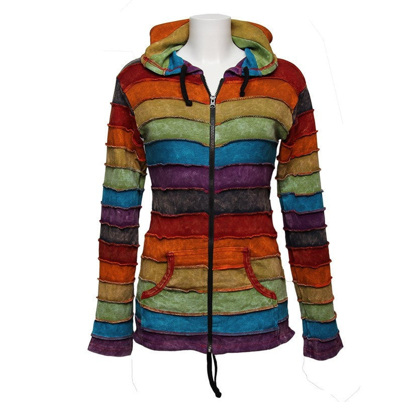 Acid Wash Rainbow Ribbed Hoodie..