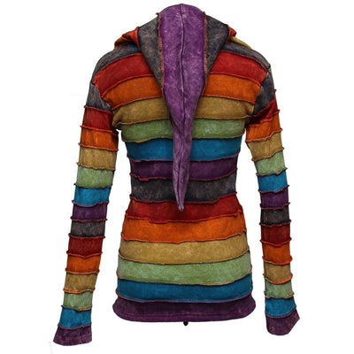 Acid Wash Rainbow Ribbed Hoodie..