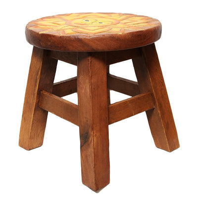 Wooden Footstool - Sun