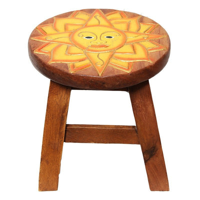 Wooden Footstool - Sun