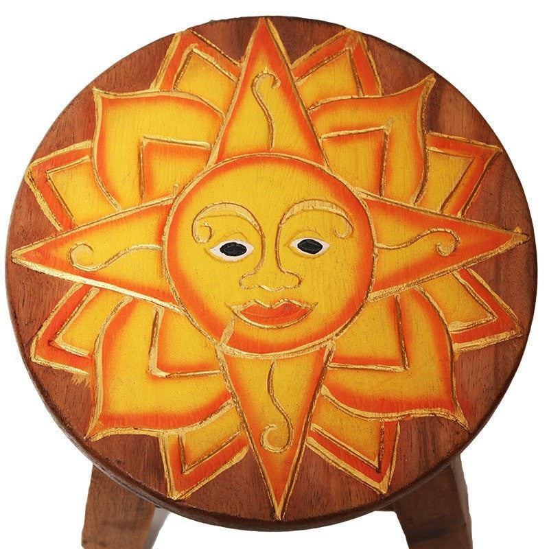 Wooden Footstool - Sun