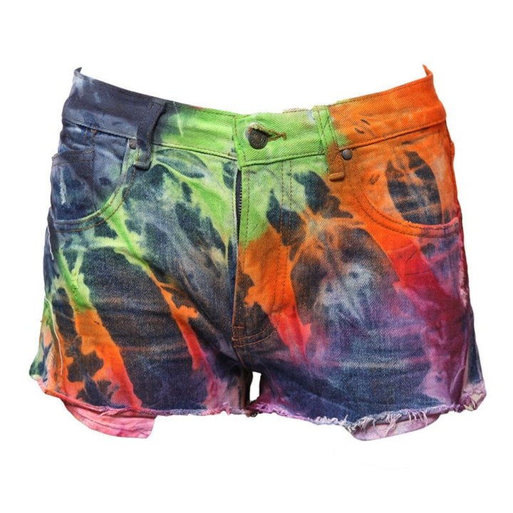 Reclaimed Tie Dye Denim Shorts