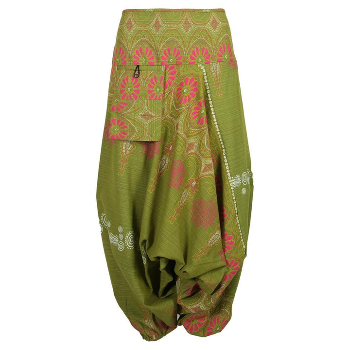 Woven Cotton & Screen Print Drop Harems