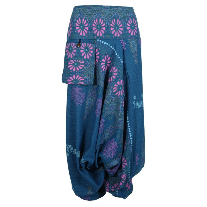 Woven Cotton & Screen Print Drop Harems