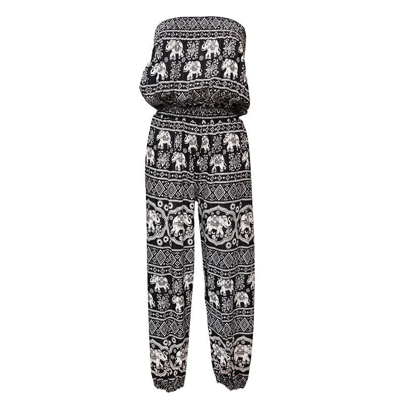Elephant Printed Bandeau Jumpsuit