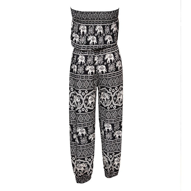 Elephant Printed Bandeau Jumpsuit