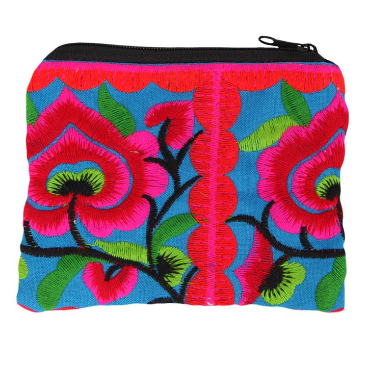 Flower Embroidered Thai Coin Purse