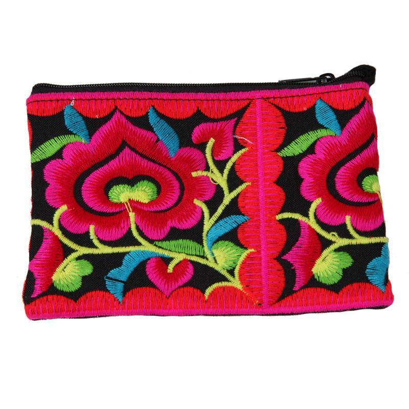 Flower Embroidered Thai Coin Purse