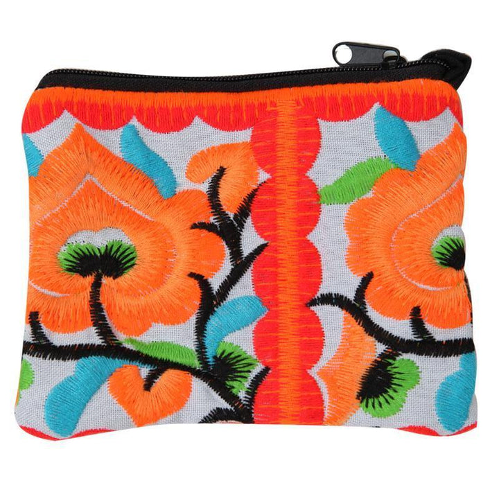 Flower Embroidered Thai Coin Purse