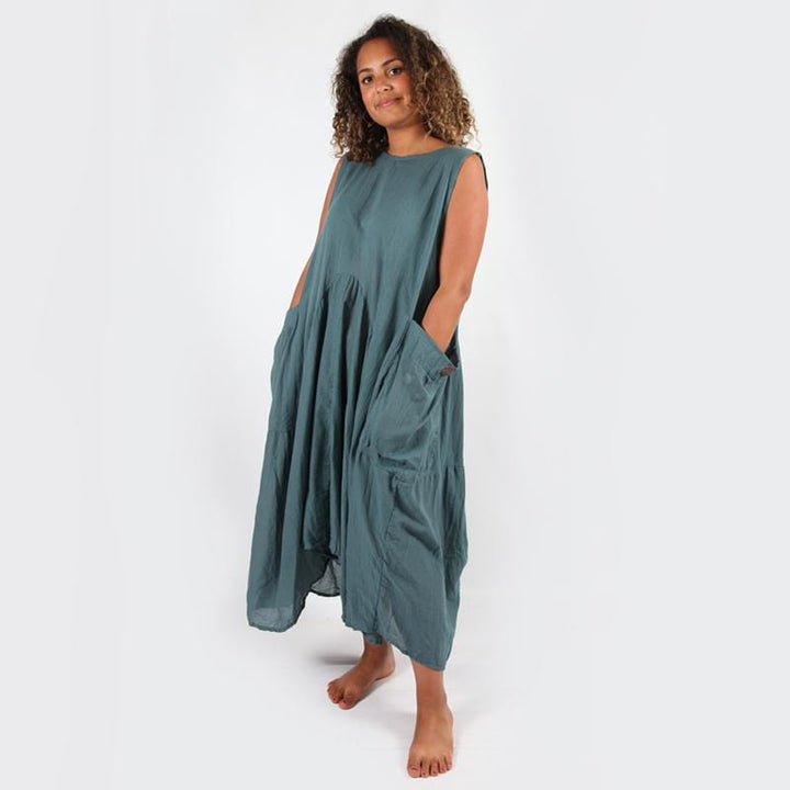 Sleeveless Cotton Smock Dress