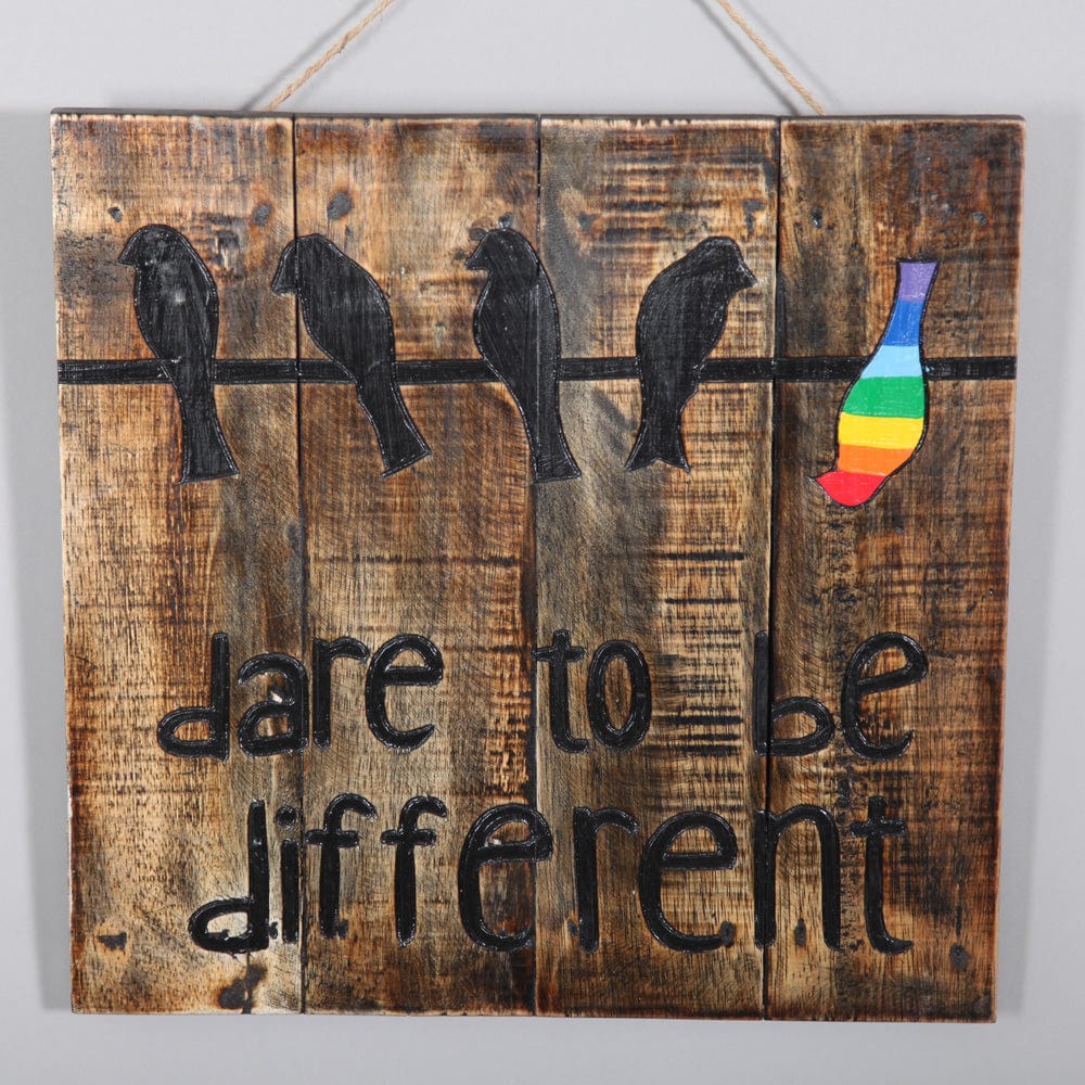 'Dare to be different' Rainbow Bird Wall Hanging