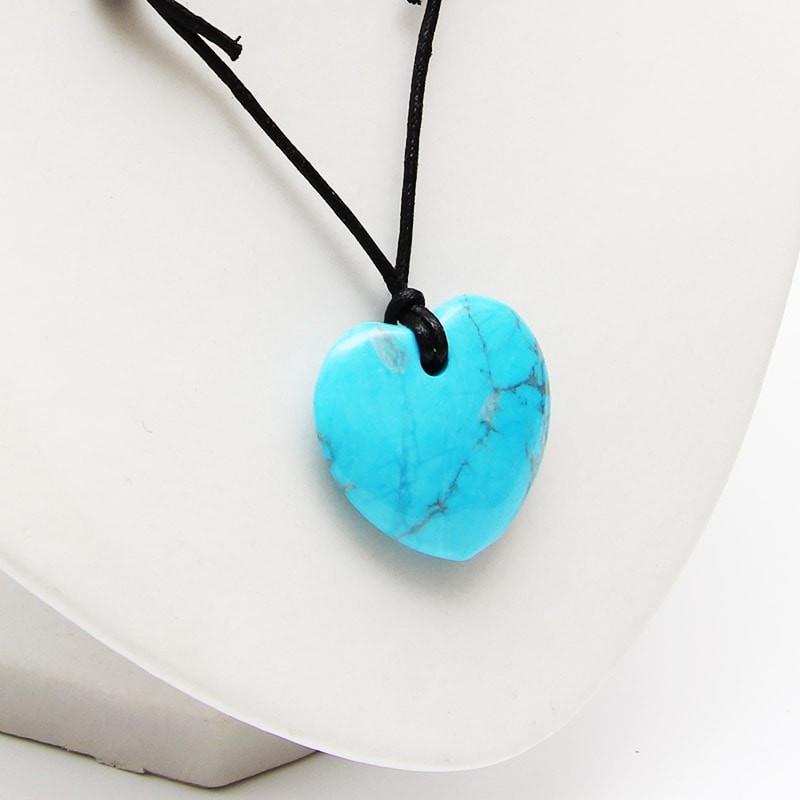 Turquoise Howlite Heart Necklace - Protection