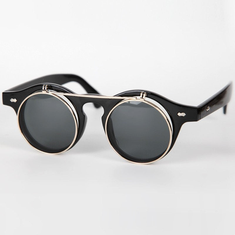 Flip-Up Small Round Sunglasses
