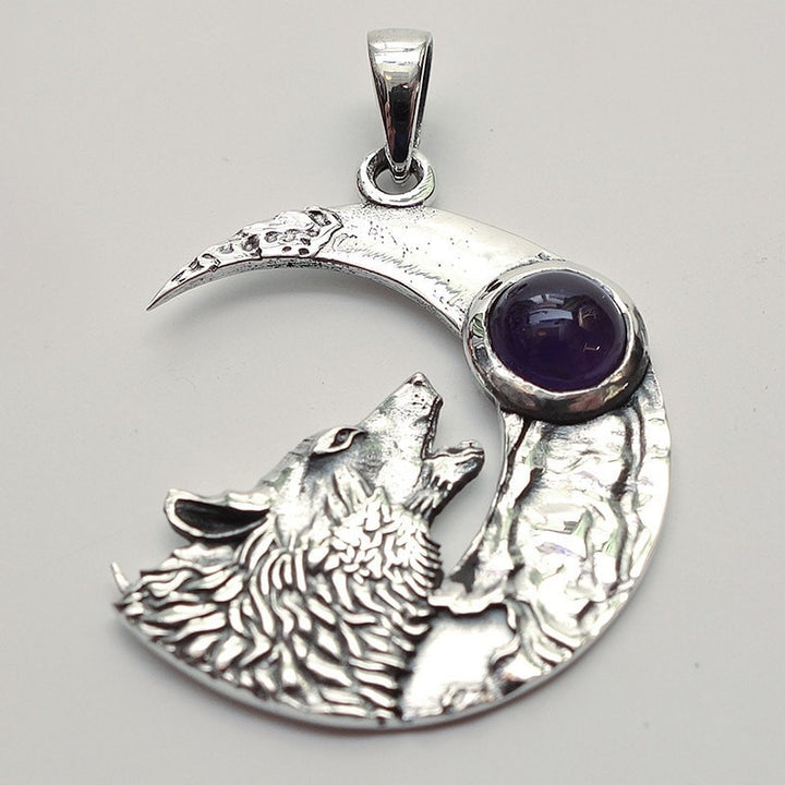 Wolf & The Moon With Amethyst Necklace