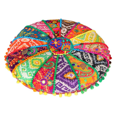 Multi Patch Embroidered Yoga Cushion