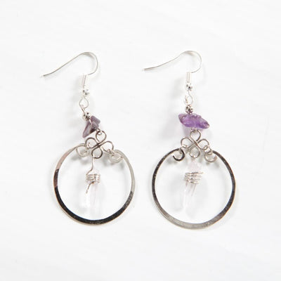 Quartz Round Drop Earrings..