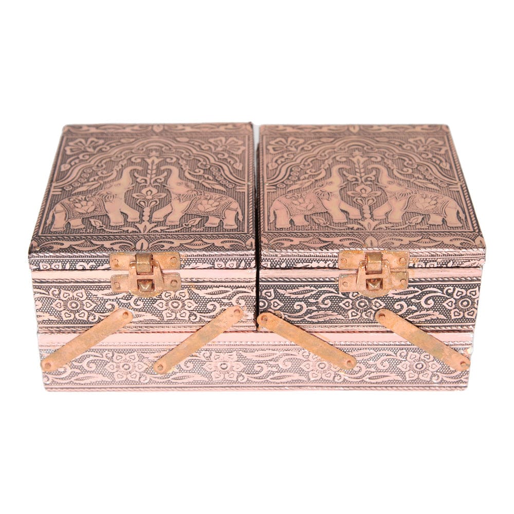 Elephant Embossed 2 Side Opening Jewellery Box