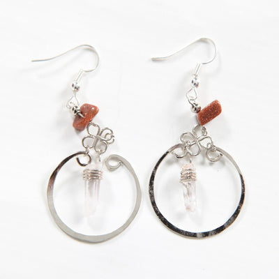 Quartz Round Drop Earrings..